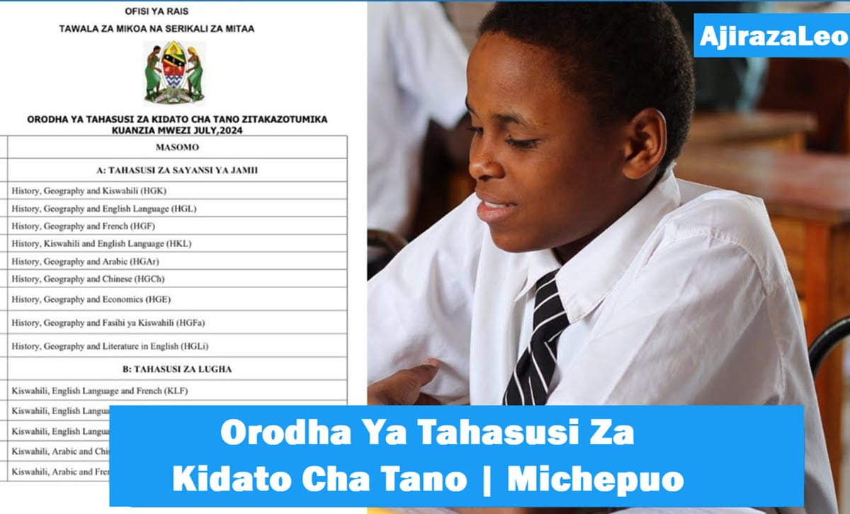 Orodha Ya Tahasusi Za Kidato Cha Tano