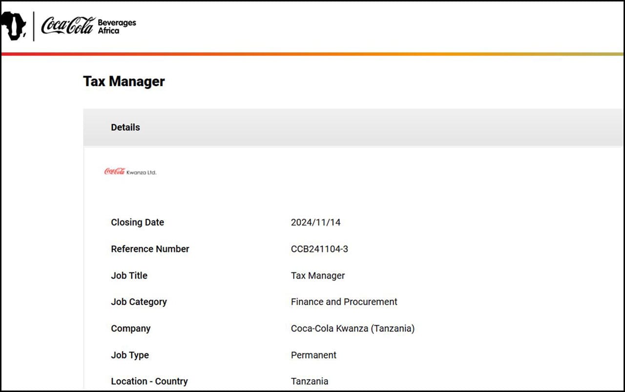 Nafasi Mpya za Kazi Cococola Kwanza November 2024