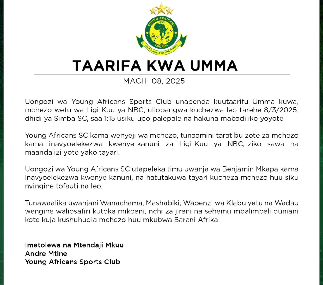 Simba Kutotokea Uwanjani, Yanga Kupewa Ushindi Kulingana na Kanuni