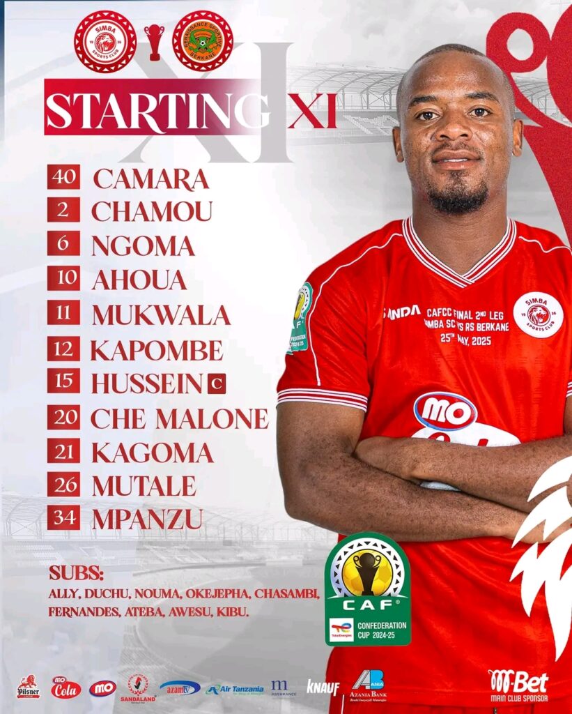 KIKOSI cha Simba Leo vs RS Berkane CAF 25/05/2025