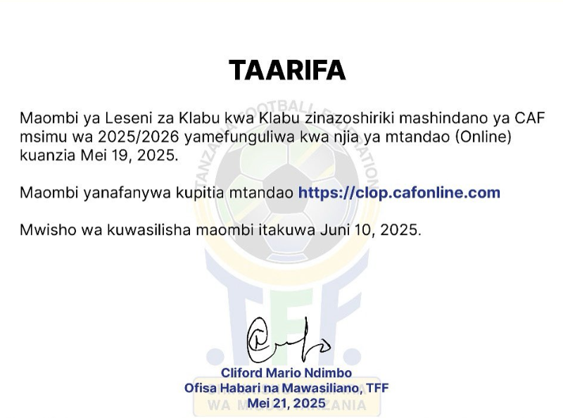 CAF Yafungua Dirisha la Maombi ya Leseni kwa Klabu za Afrika 2025/2026