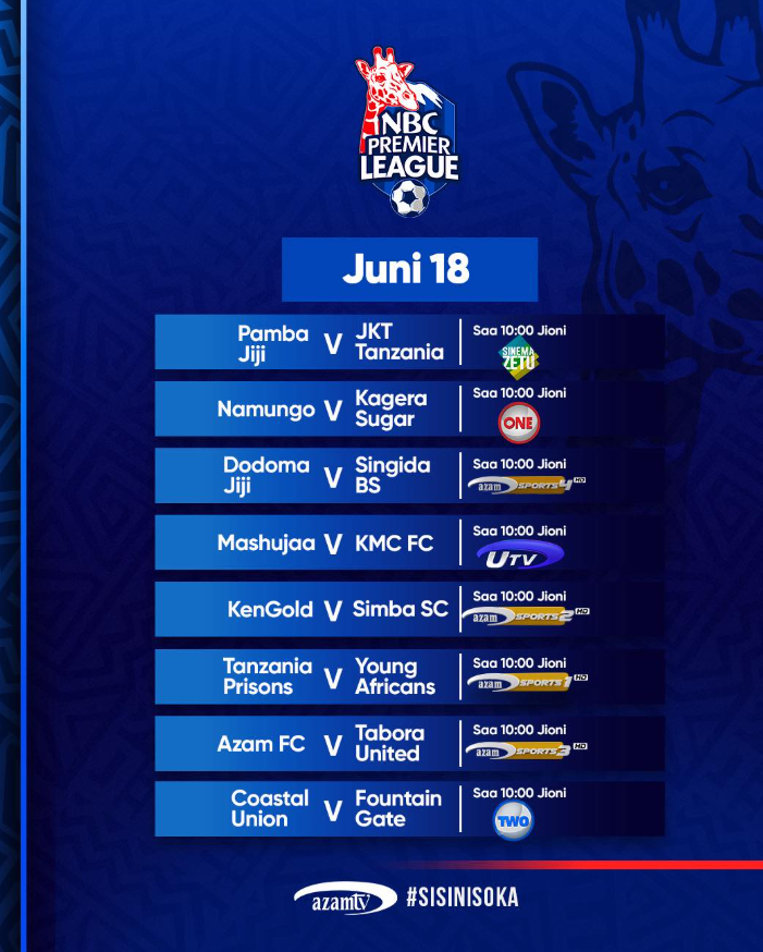 Raundi ya 29 NBC Ligi Kuu, Mechi Zote Nane Kupigwa Saa 10:00 Jioni Juni 18