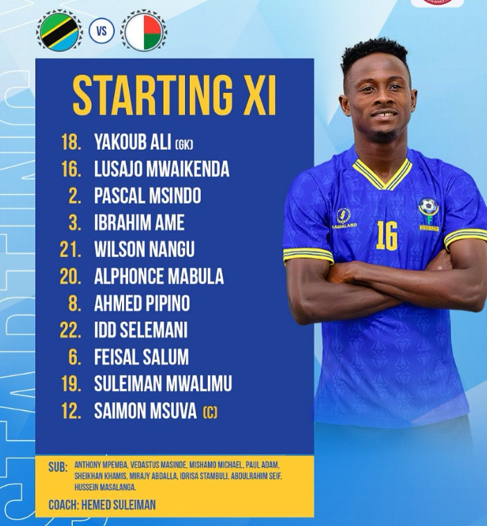 Kikosi cha Taifa Stars vs Madagascar Leo COSAFA 07/06/2025