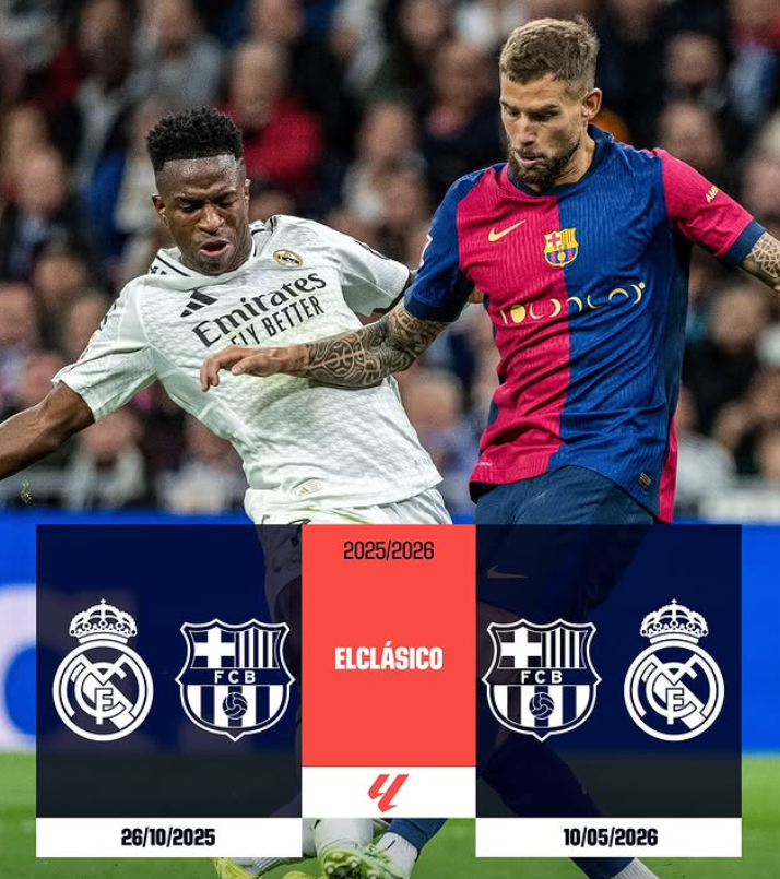 Ratiba El Clasico 2025/2026, Real Madrid vs Barcelona Oktoba 26 na Mei 10