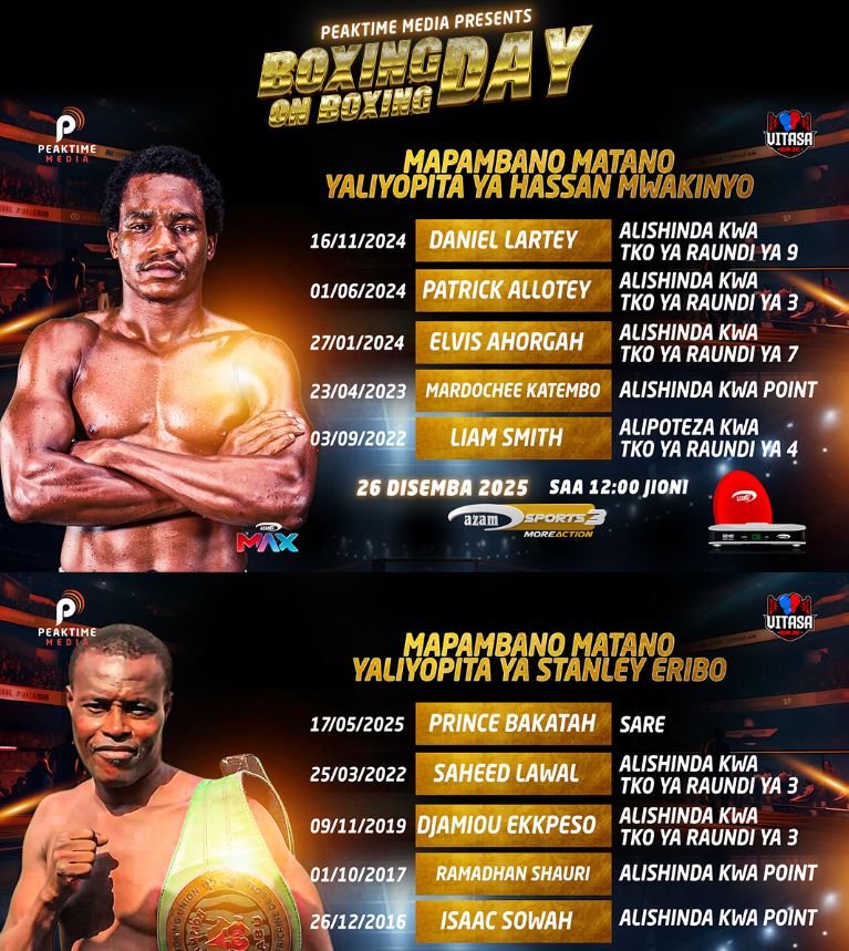 Hassan Mwakinyo vs Stanley Eribo, Boxing Day Disemba 26