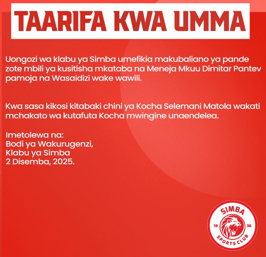 Simba Yasitisha Mkataba na Meneja Mkuu Dimitar Pantev