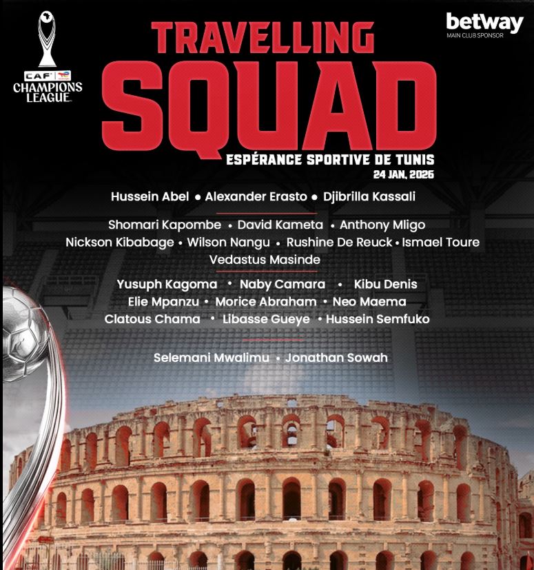 Kikosi cha Simba Kinachosafiri kwenda Tunisia Vs Espérance